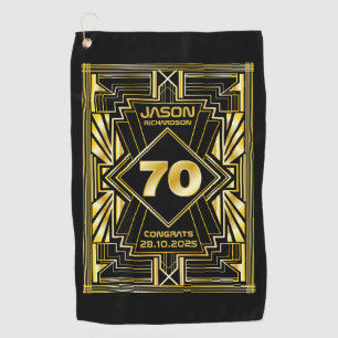 70. Geburtstag Art Deco Gold Black Great Gatsby Golfhandtuch
