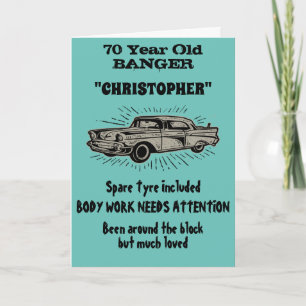 70. Geburtstag Banger Liebe Vintage Car Retro Stil Karte