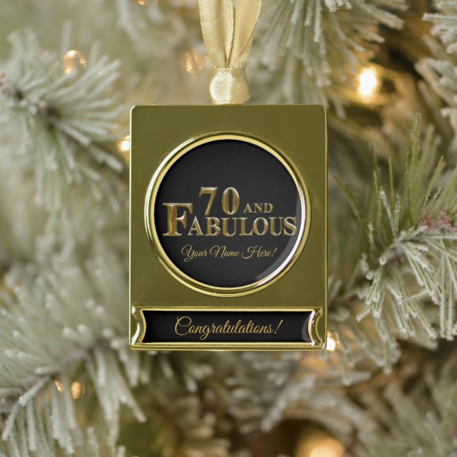 70. Geburtstag Banner-Ornament Gold (Baum)