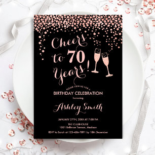 70. Geburtstag - Bis zu 70 Jahre Rose Gold Black Einladung