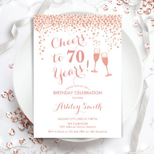 70. Geburtstag - Bis zu 70 Jahre Rose Gold Weiß Einladung