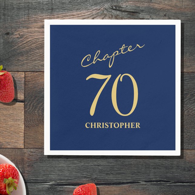 70. Geburtstag Blaues Gold Kapitel 70 Serviette (Make your loved one's 70th birthday celebration elegant and memorable with our Blue Gold Napkins)