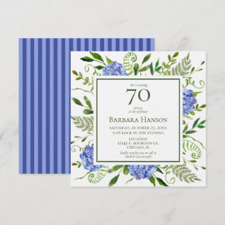 70. Geburtstag Blue Hydrangeas Einladung