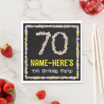 70. Geburtstag: Blumennummer, Individuelle Name, B Serviette<br><div class="desc">Dieses florale,  in Botanik inspiriert Geburtstagsthema besticht durch einen personalisierten Namen und die Meldung "70. Geburtstagsparty!". Die große Zahl "70" und der Rand beide verfügen über Blume-Symbole. Papierservietten wie diese können zum Feiern des siebzigsten Geburtstages von jemandem oder eines anderen 70. Events oder Jubiläums verwendet werden. [~Z0000649]</div>