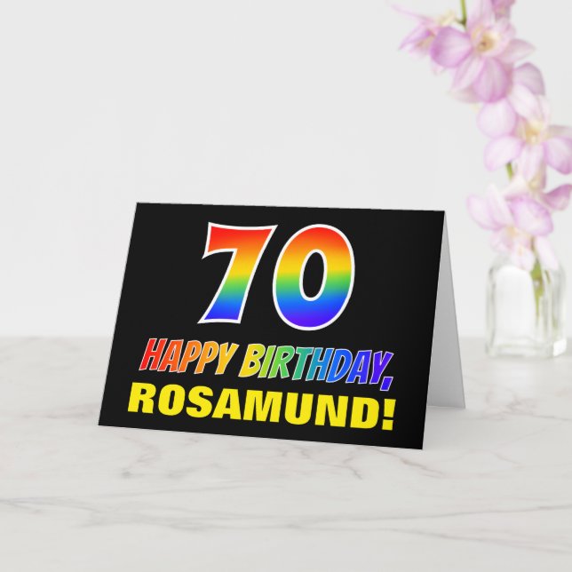 70. Geburtstag: Bold, Fun, Simple, Rainbow 70 Karte (Orchidee)