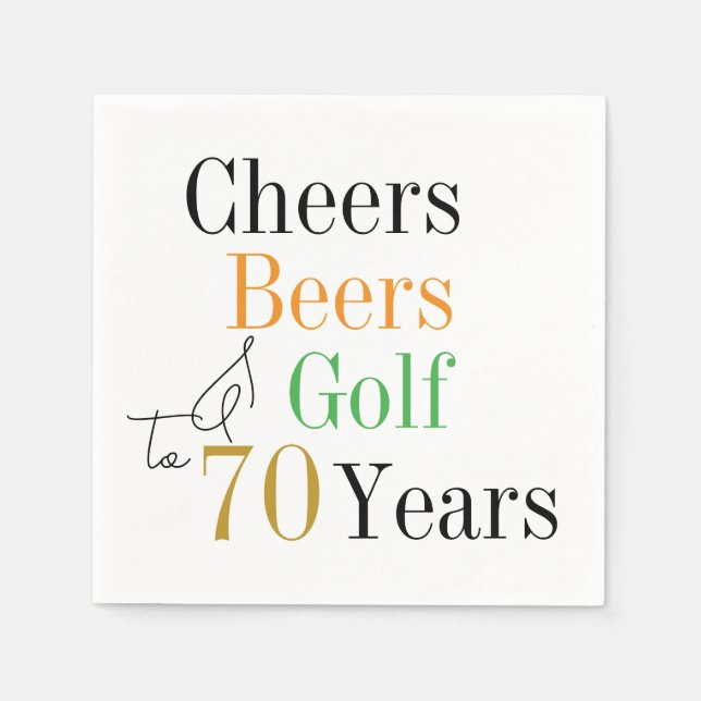 70. Geburtstag Cheers and Biers Golf Minimal Serviette (Vorderseite)