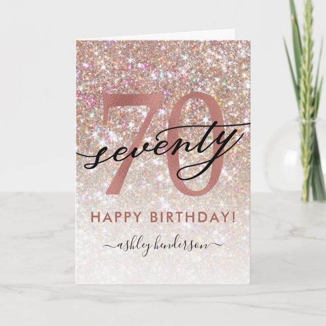 70. Geburtstag Chic Glitzer Ombre Card Karte (Vorderseite)
