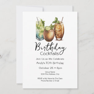 70. Geburtstag Cocktails Lässige Einladung