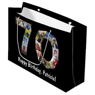 70. Geburtstag Collage 15 Foto Nummer 70 Alter Große Geschenktüte