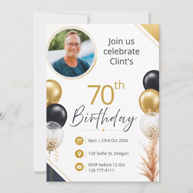 70. Geburtstag Einladung (Vorderseite)