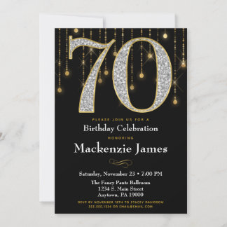 70. Geburtstag Einladung Black Gold Diamonds Adult