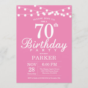70. Geburtstag Einladung Pink