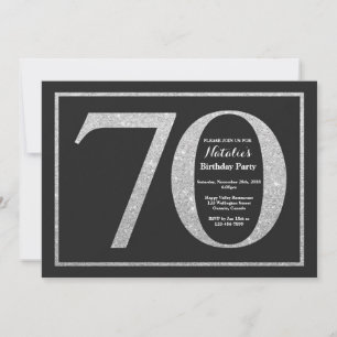 70. Geburtstag Einladung Silver Glitzer Chalkboard