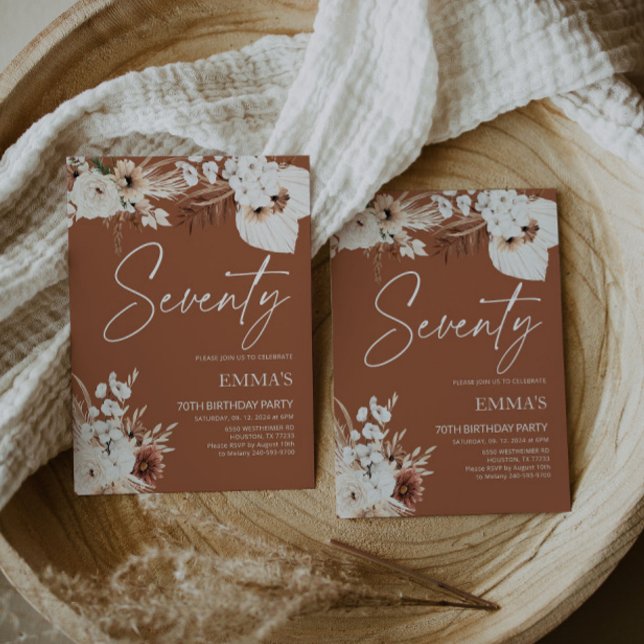 70. Geburtstag Einladung Terracotta Boho Pampas (Von Creator hochgeladen)