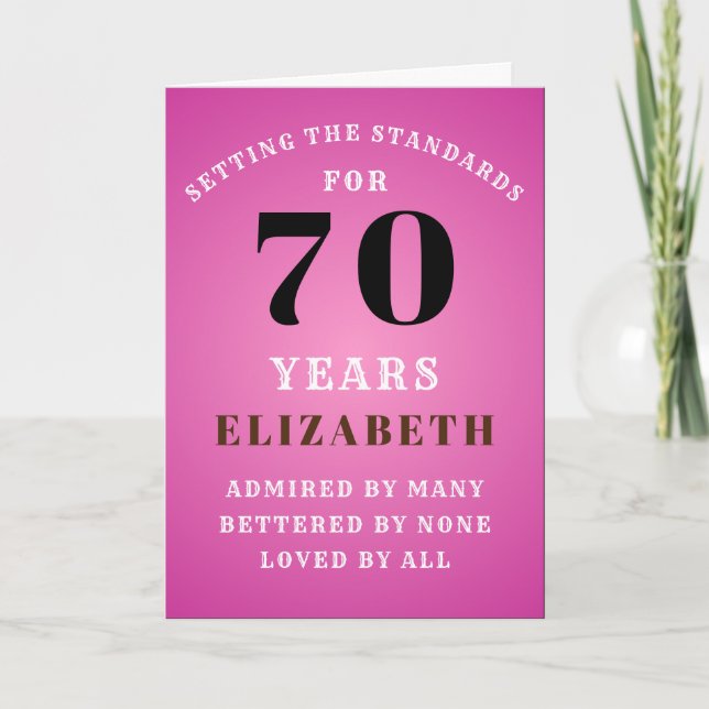 70. Geburtstag Einstellung Standards hinzufügen Karte (Vorderseite)