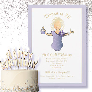 70. Geburtstag Elegant Blue Gold Fabulous 70 Einladung