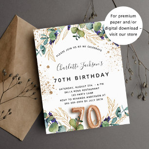 70. Geburtstag Eukalyptus Budget Einladung Flyer
