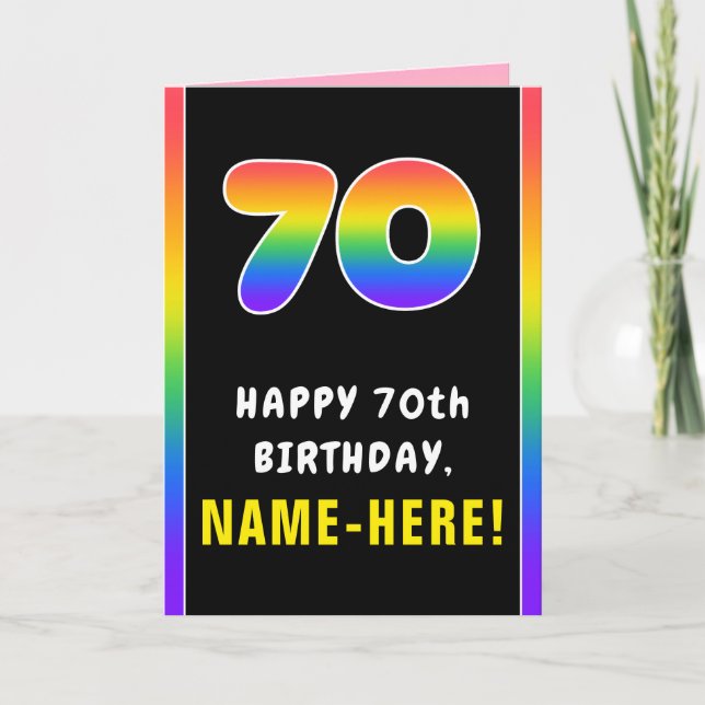 70. Geburtstag: Farbiger Regenbogen # 70, Individu Karte (Vorderseite)