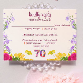 70. Geburtstag floral moderne 70 Jahre Party elega RSVP Karte