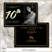 70. Geburtstag Foto Black Imitats Gold Leaf Elegan
