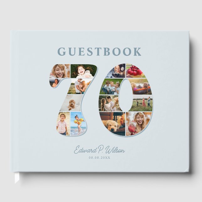 70. Geburtstag Foto Collage Meilenstein Gästebuch (Vorderseite)