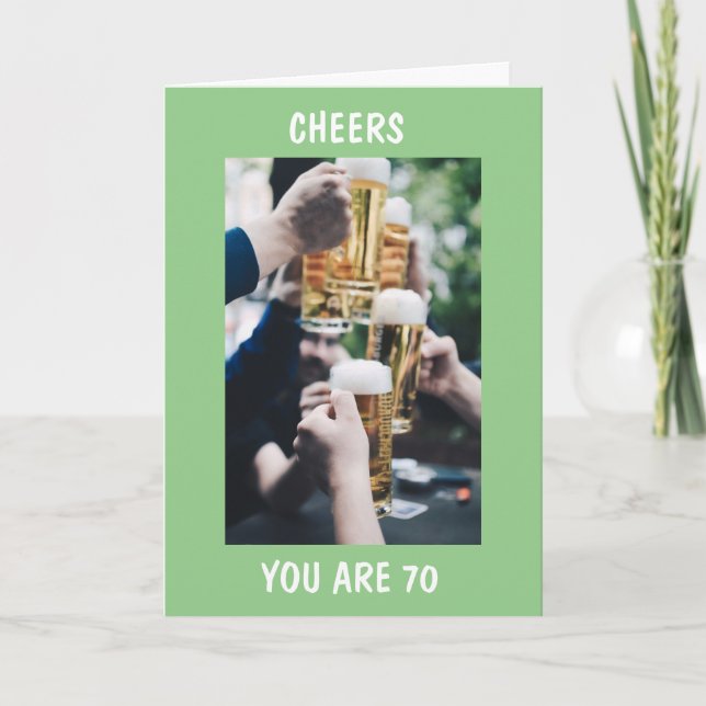 **70. GEBURTSTAG** FREUNDLICHES FEIERHAUS UND KLEI KARTE (Vorderseite)