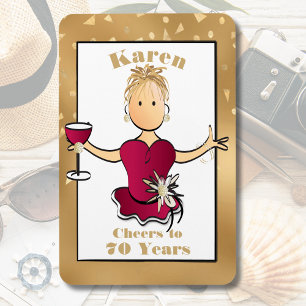 70. Geburtstag Funny Cartoon Cheers to 70 Red Wine Magnet