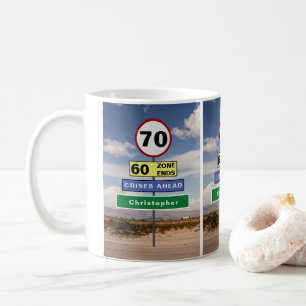 70. Geburtstag Funny Road Trip Schilder Fügen Sie  Kaffeetasse