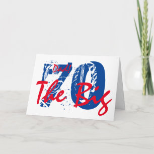 70. Geburtstag für Papa, blau, rot auf Weiß. Karte
