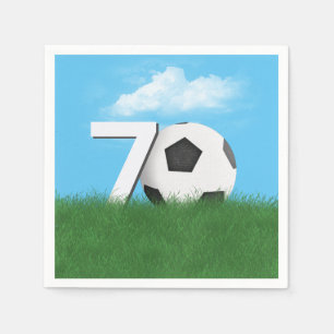 70. Geburtstag Fußball-Ball im Grünen Gras Serviette