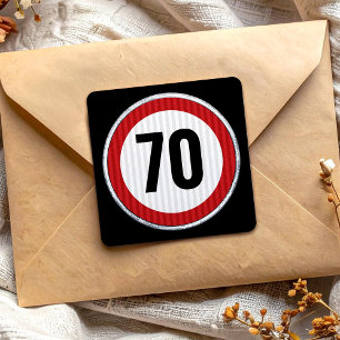 70. Geburtstag Geschwindigkeitsbegrenzungsschild - Quadratischer Aufkleber