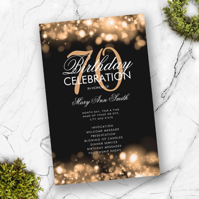 70. Geburtstag Glam Lights Gold mit Menü (Von Creator hochgeladen)