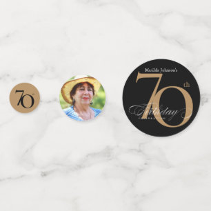 70. Geburtstag Gold Black Calligraphy Elegantes Fo Konfetti