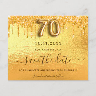 70. Geburtstag Gold Glitzer Save the Date