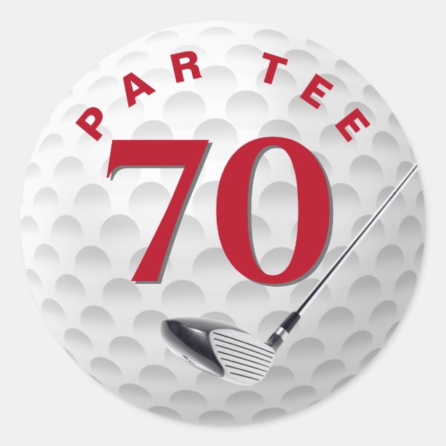 70. Geburtstag Golf Ball Classic Round Sticker (Vorderseite)