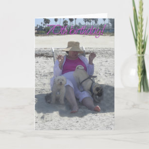 70. Geburtstag, Hunde, Strandkarte. Karte