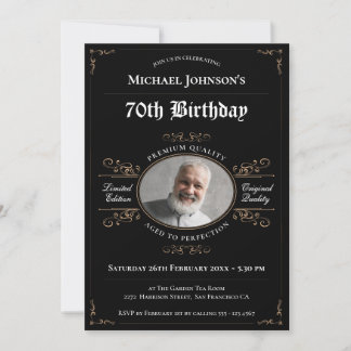 70. Geburtstag im Alter bis zur Perfection Black G Einladung