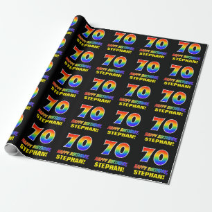 70. Geburtstag: kühl, Spaß, einfach, Regenbogen  Geschenkpapier
