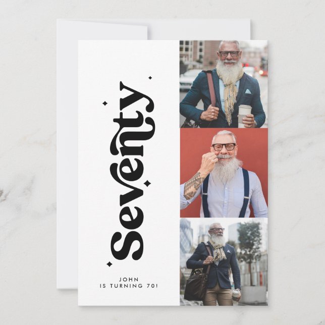 70. Geburtstag laden modernes, einfaches Foto ein Einladung (Vorderseite)
