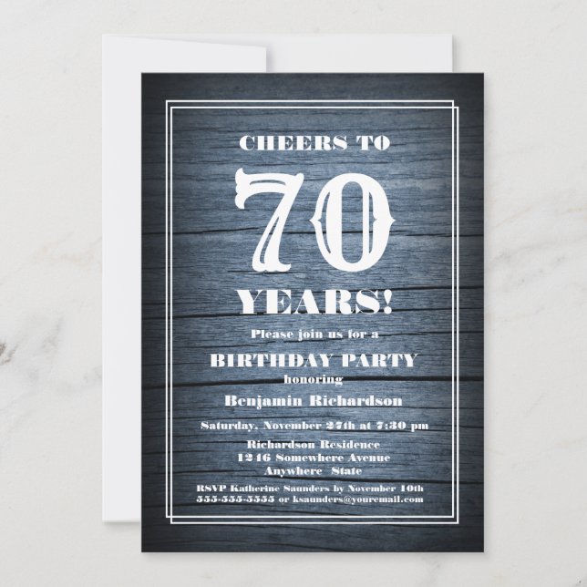 70. Geburtstag Land Holz Party Einladung (Vorderseite)
