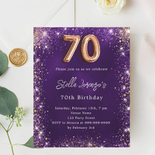 70. Geburtstag lila Rose Gold Einladung