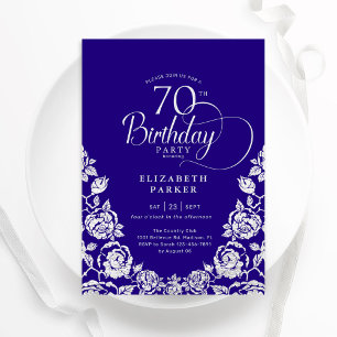 70. Geburtstag Lila Silberne Rose Einladung