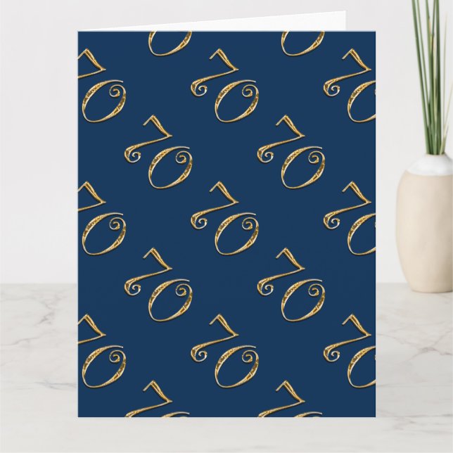 70. Geburtstag | MENS Blau Gold Karte (Vorderseite)