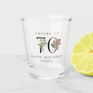 70. Geburtstag mit dem Namen Tropical Floral Schnapsglas