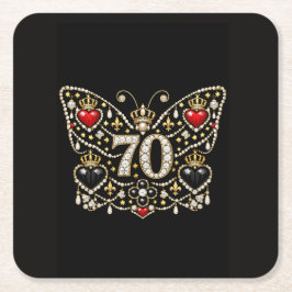 70. Geburtstag mit Diamanten verzierte Butterfly Rechteckiger Pappuntersetzer