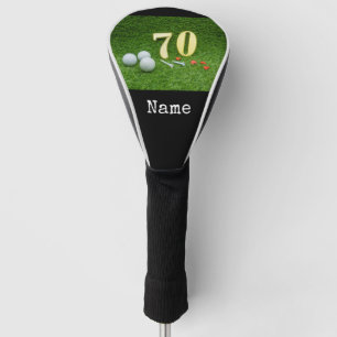 70. Geburtstag mit Golfball und Tee auf Grün Golf Headcover