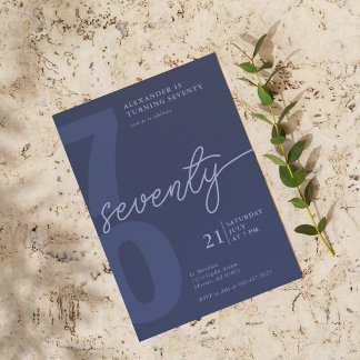 70. Geburtstag Moderne Minimalistische Marine Einladung