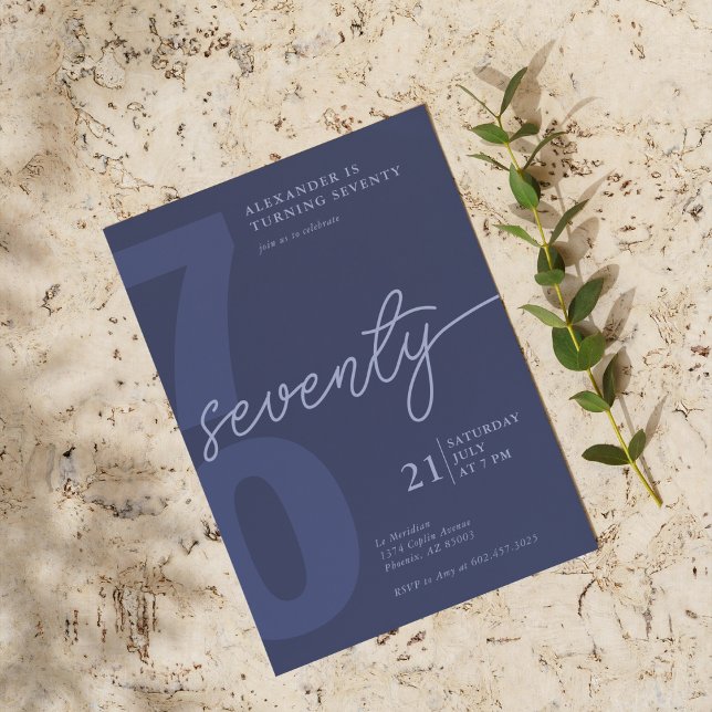 70. Geburtstag Moderne Minimalistische Marine Einladung (Von Creator hochgeladen)