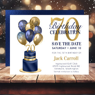 70. Geburtstag Navy Blau Ballon Torte Save The Date