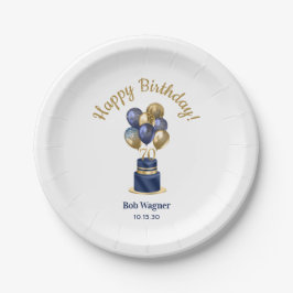70. Geburtstag Navy Blue Balloon Cake Pappteller